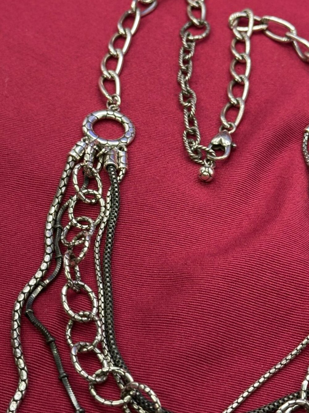 Brighton Pebble Cascade 5-Strand Gunmetal & Silver-Plated Chains - Picture 4 of 9